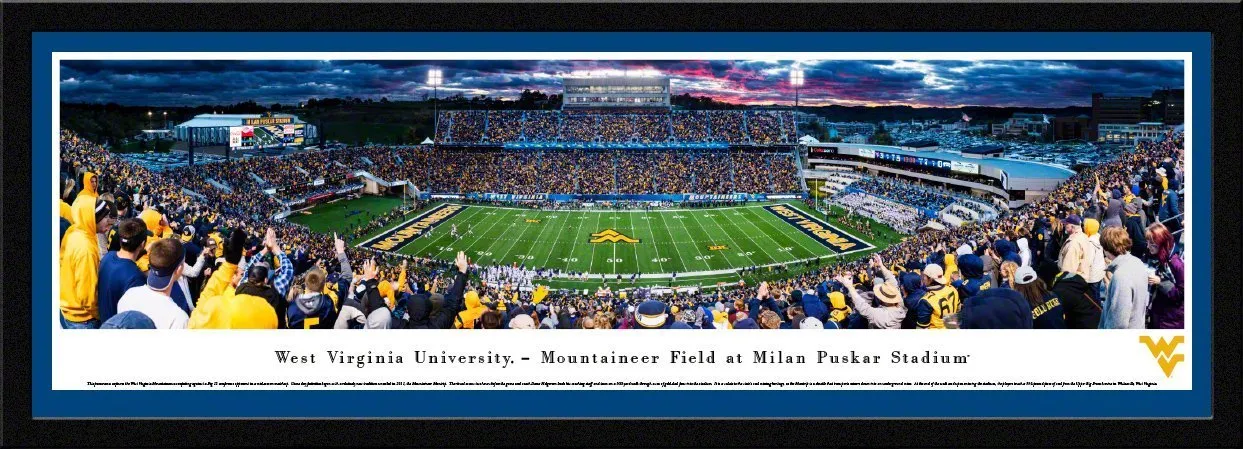 West Virginia Football - "50 Yard Line" Panorama Framed Print
