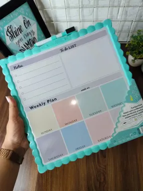 White board Weekly planner with magnetic hooks and marker