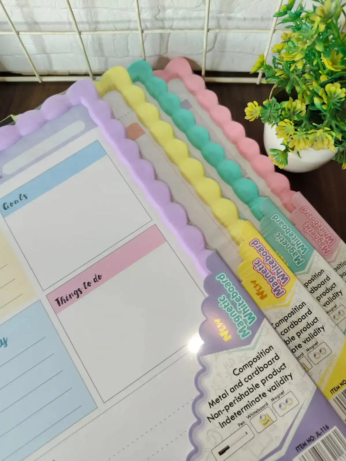 White board Weekly planner with magnetic hooks and marker